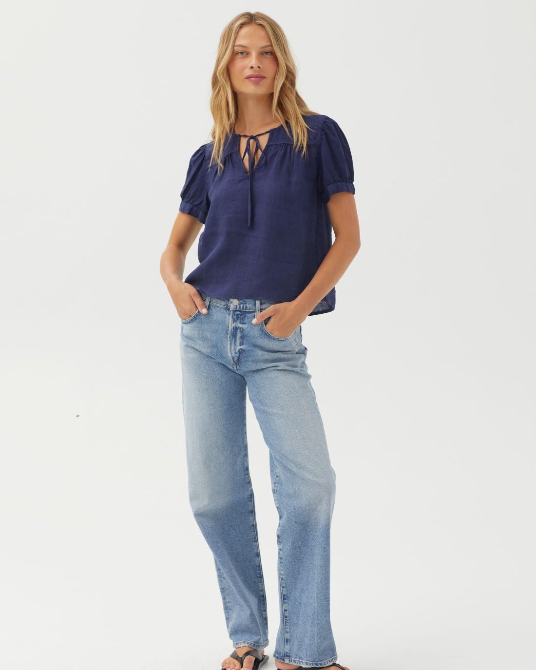 Bella DahlShort Sleeve Flowy Pullover Top - Nautical NightTops