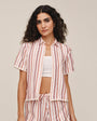 Bella DahlShort Sleeve Fringe Hem Shirt - Sunset StripeTops