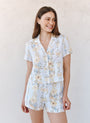 Bella DahlShort Sleeve Knotch Collar Shirt - Wildflower Stripes PrintTops