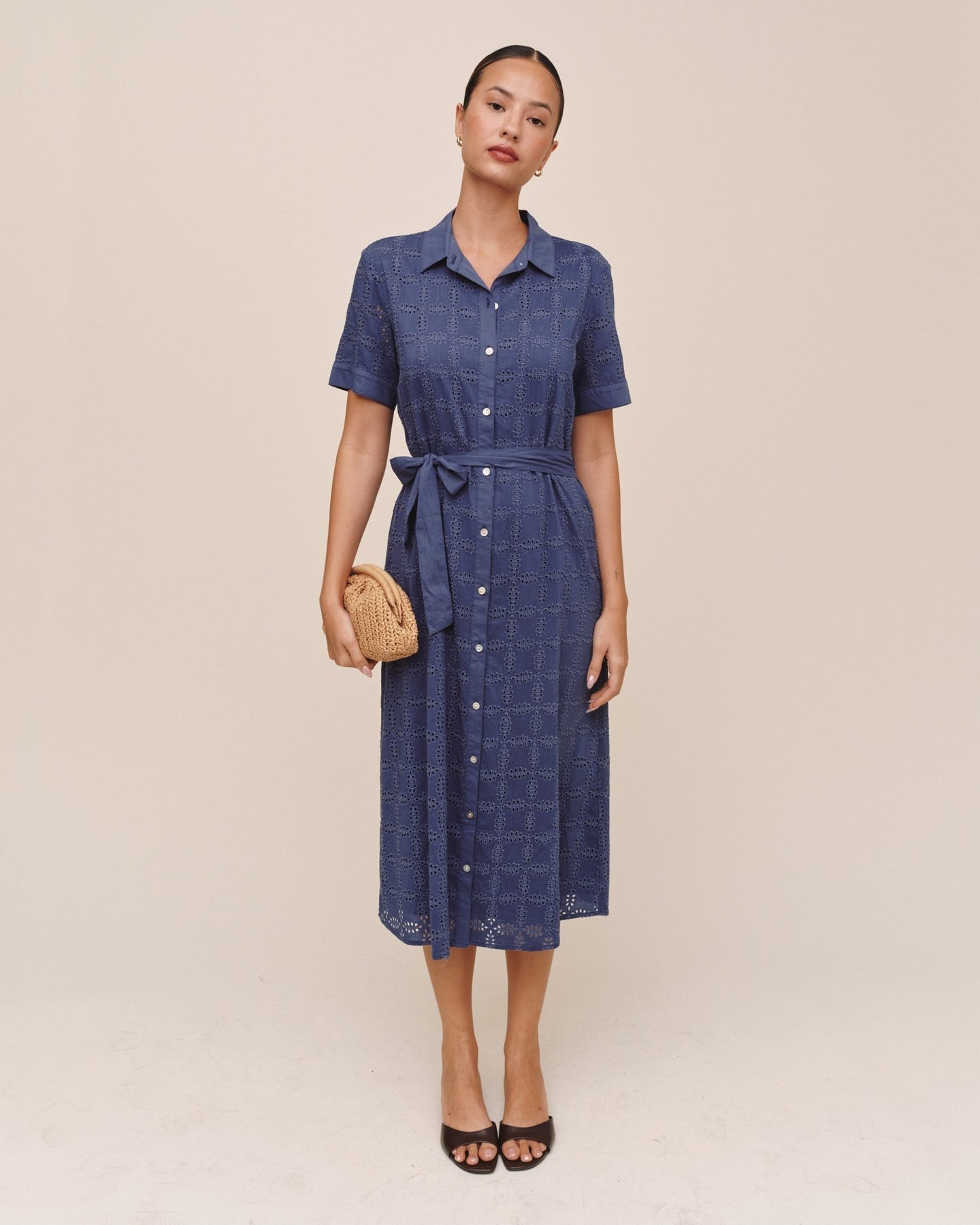 Bella DahlShort Sleeve Midi Shirt Dress - Indigo BluesDresses