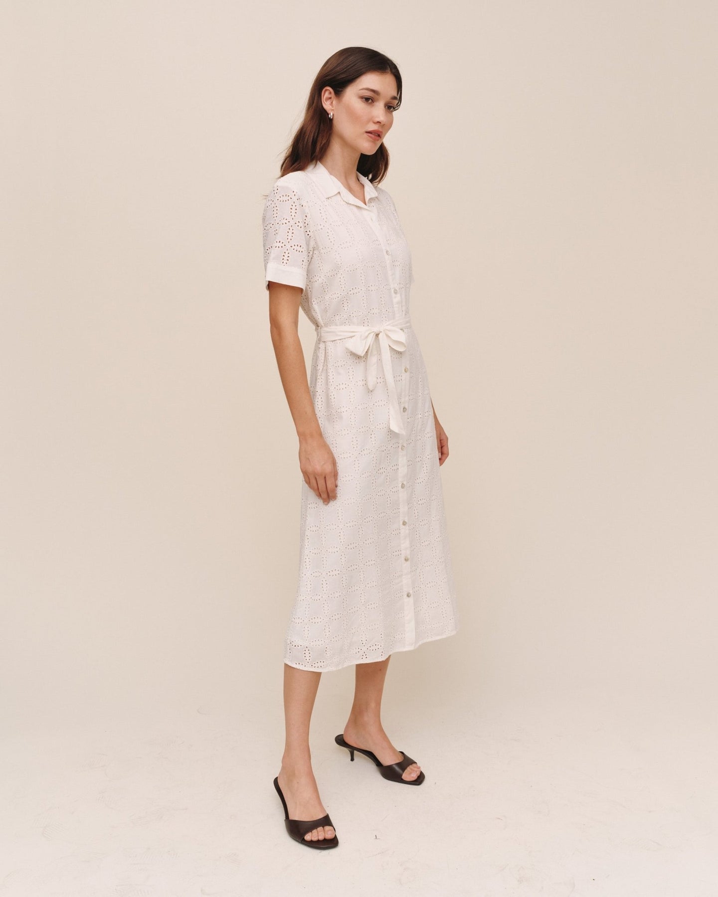 Bella DahlShort Sleeve Midi Shirt Dress - IvoryDresses