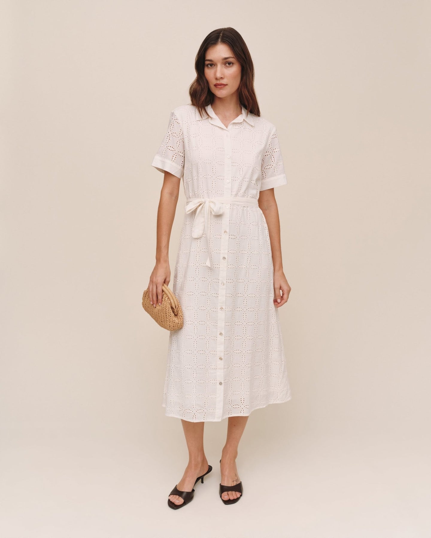 Short Sleeve Midi Shirt Dress