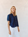 Bella DahlShort Sleeve Pintuck Shirt - Navy DuskTops