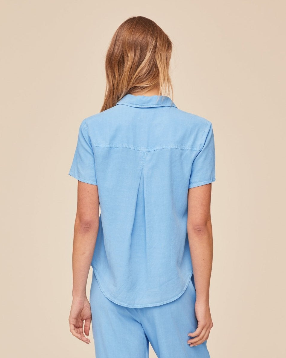 Bella DahlShort Sleeve Pocket Button Down - Tidal BlueTops