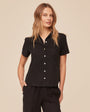Bella DahlShort Sleeve Pocket Button Down - Vintage BlackTops