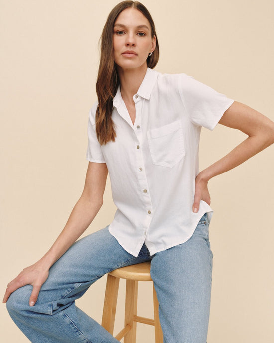 Bella Dahl Short Sleeve Pocket Button Down - White