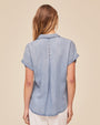 Bella DahlShort Sleeve Pocket Button Down - Worn Blue WashTops