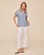 Bella DahlShort Sleeve Pocket Button Down - Worn Blue WashTops