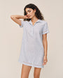Bella DahlShort Sleeve Pullover Shirt Dress - Ocean Blue StripeDresses