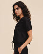 Bella DahlShort Sleeve Puritan Collar Shirt - BlackTops