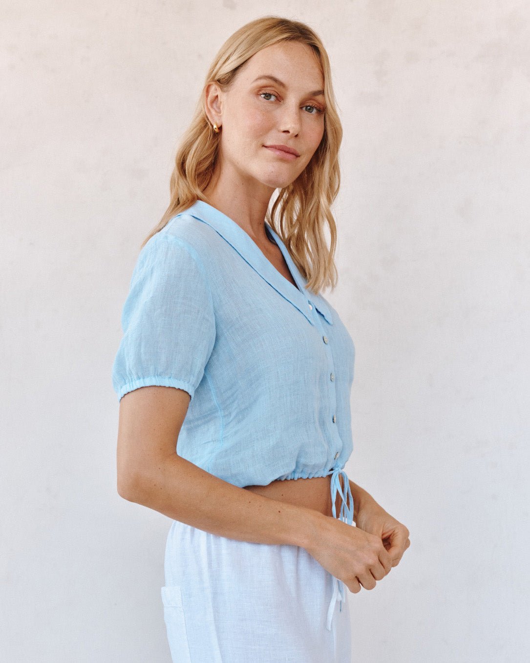 Short Sleeve Puritan Collar Shirt - Blue Bell – Bella Dahl