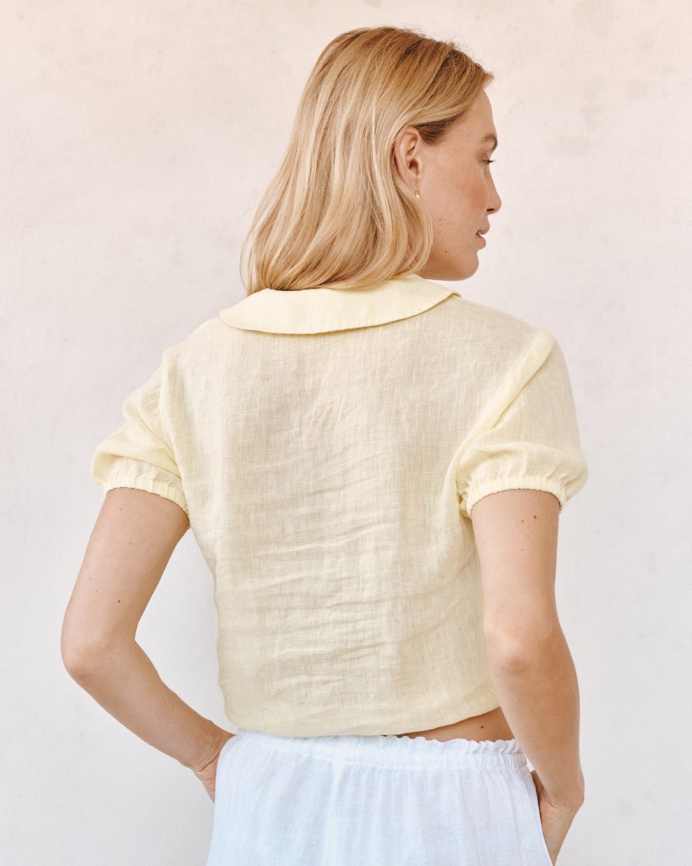 Short Sleeve Puritan Collar Shirt - Lemon Drop – Bella Dahl