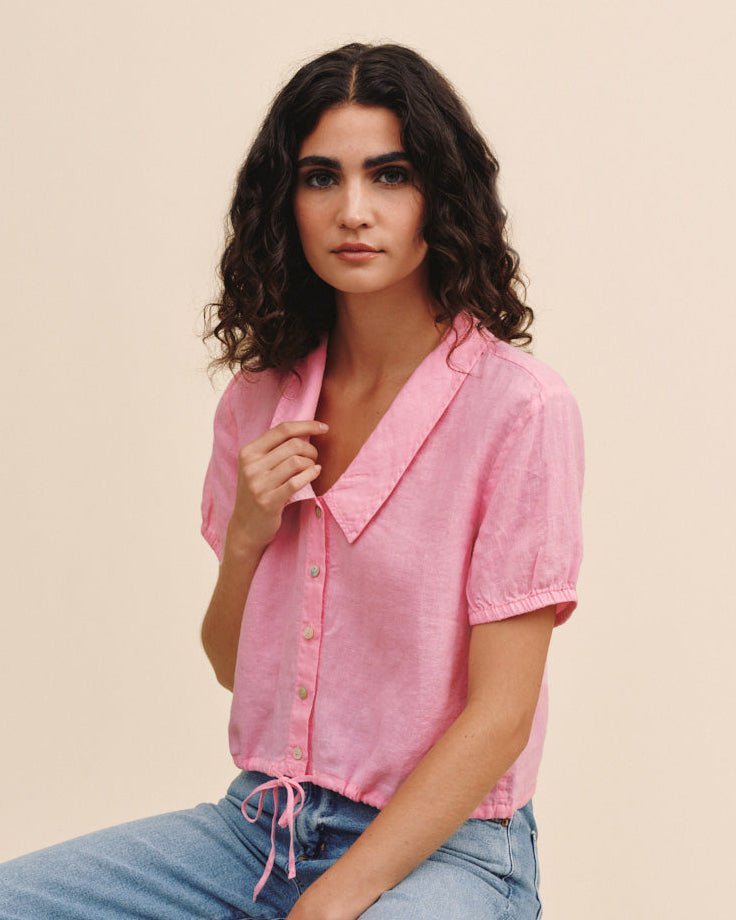 Bella DahlShort Sleeve Puritan Collar Shirt - Rose BushTops