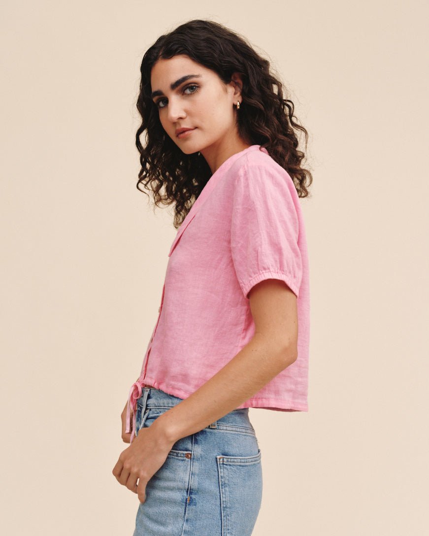 Bella DahlShort Sleeve Puritan Collar Shirt - Rose BushTops
