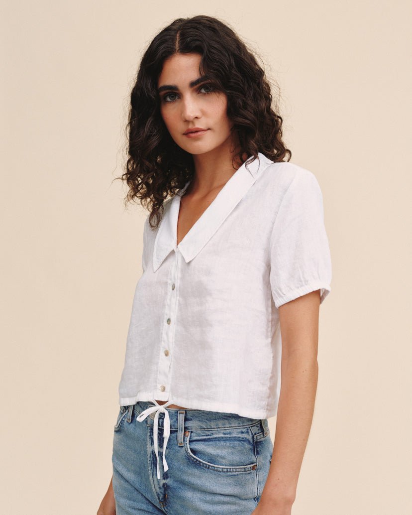 Bella DahlShort Sleeve Puritan Collar Shirt - WhiteTops