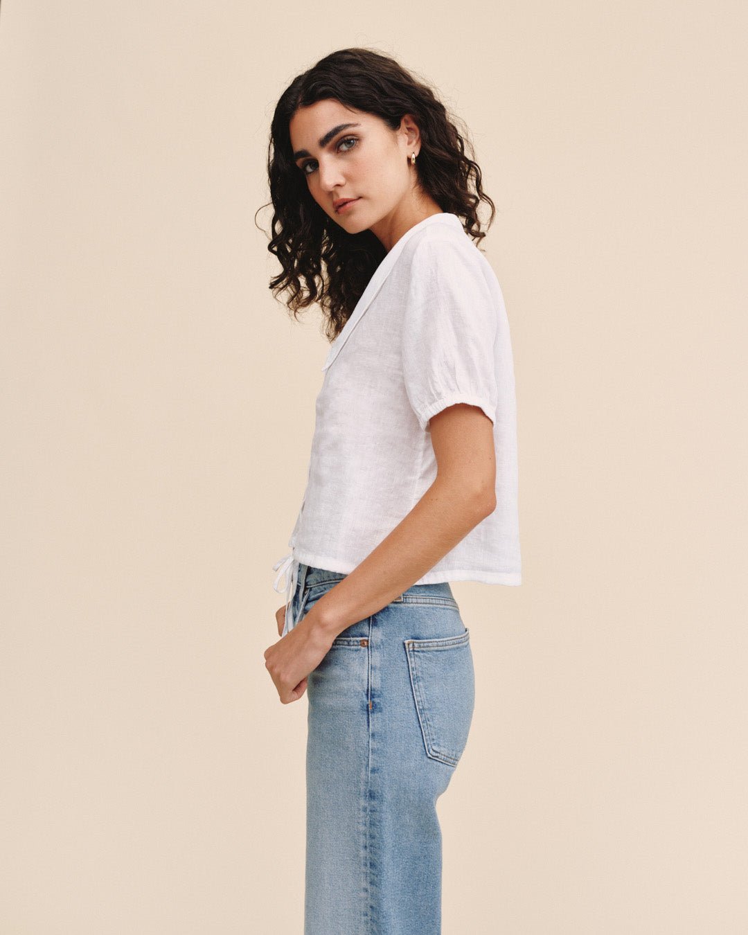 Bella DahlShort Sleeve Puritan Collar Shirt - WhiteTops