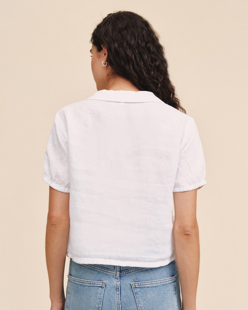 Bella DahlShort Sleeve Puritan Collar Shirt - WhiteTops