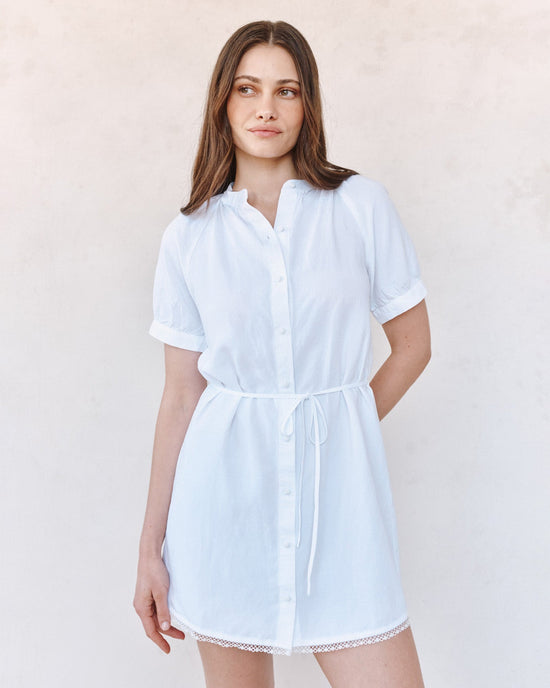 Bella Dahl Short Sleeve Raglan Mini Dress - White View 2