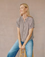 Bella DahlShort Sleeve Raglan Shirt - Brown Micro GinghamTops