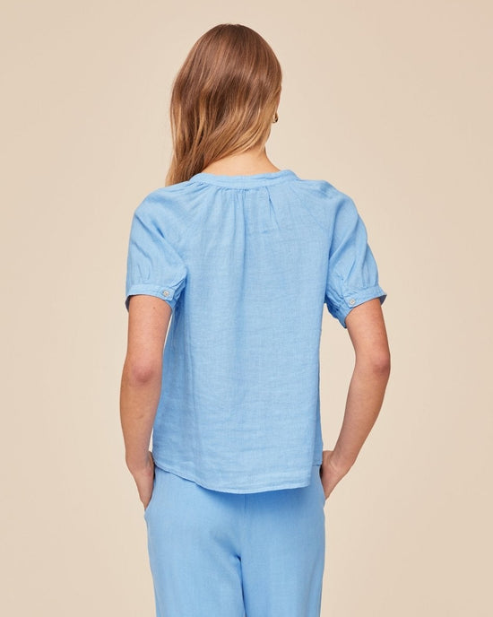 Bella Dahl Short Sleeve Raglan Shirt - Tidal Blue View 2