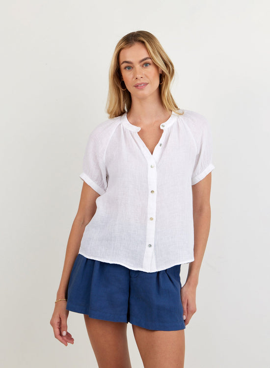 Bella Dahl Short Sleeve Raglan Shirt - White View 2