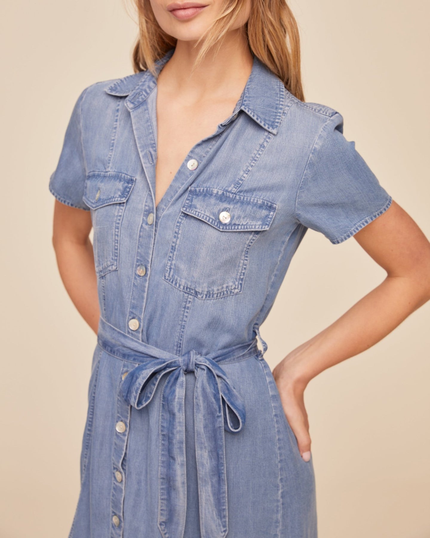 shirt dress women short Crux Broderie Cotton Belted Mini Shirt Dress