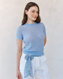Bella DahlShort Sleeve Sweater Top - Soft BlueSweaters