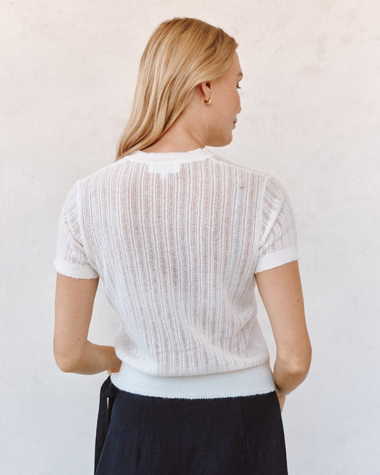 Bella Dahl Short Sleeve Sweater Top - White View 2