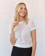 Bella DahlShort Sleeve Sweater Top - WhiteSweaters
