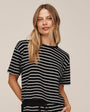 Bella DahlShort Sleeve Tee - Black & Ivory StripeTops
