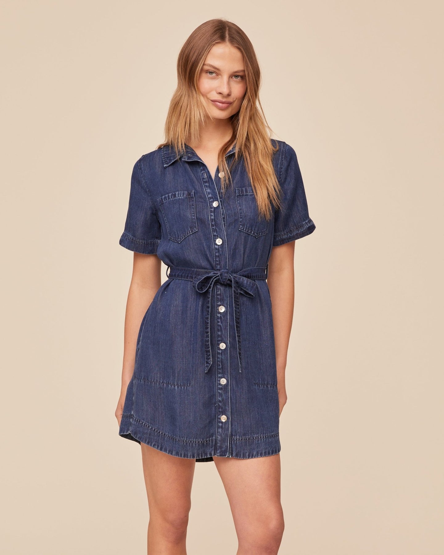 Bella DahlShort Sleeve Utility Shirt Dress - Horizon Blue WashDresses