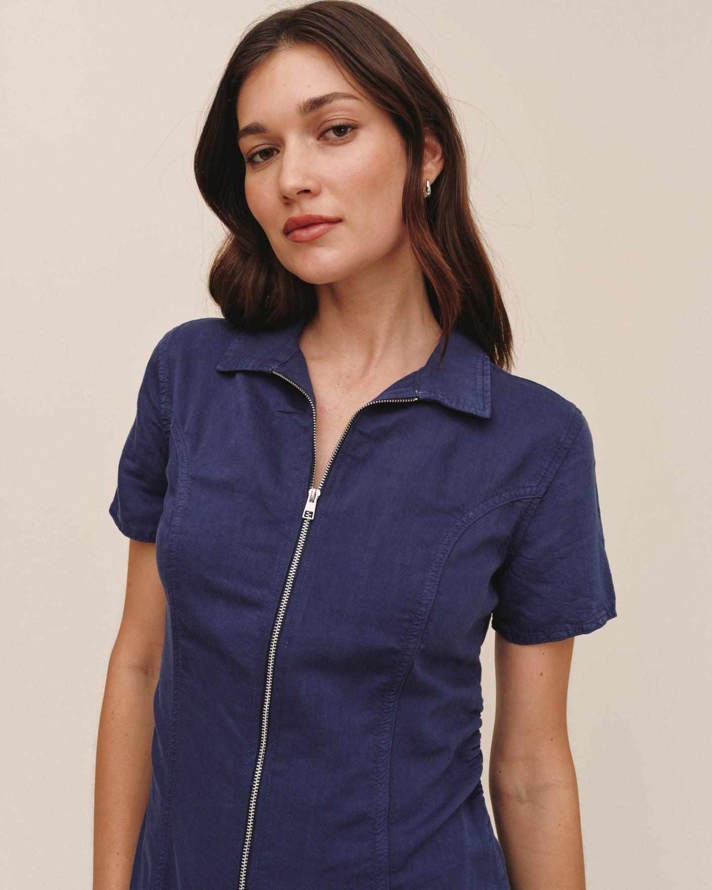 Bella DahlShort Sleeve Zip Front Dress - Deep CobaltDresses