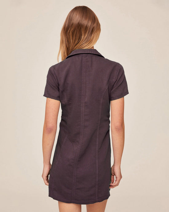 Bella Dahl Short Sleeve Zip Front Dress - Plum Haze View 2