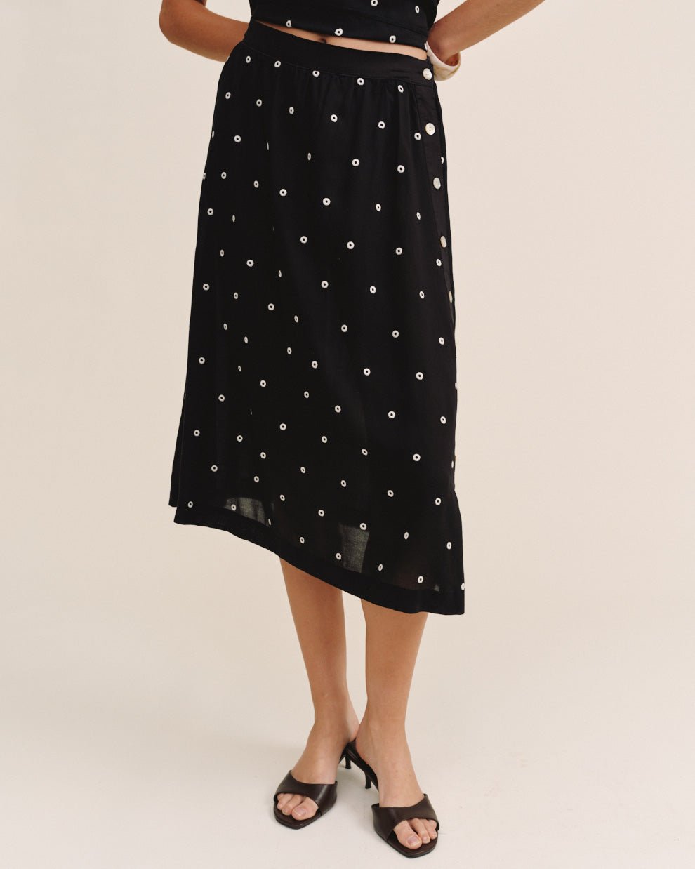 Bella DahlSide Button Skirt - Cabana DotSkirts