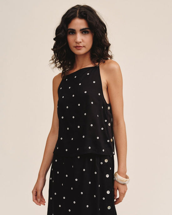 Bella Dahl Side Button Tank - Cabana Dot View 2