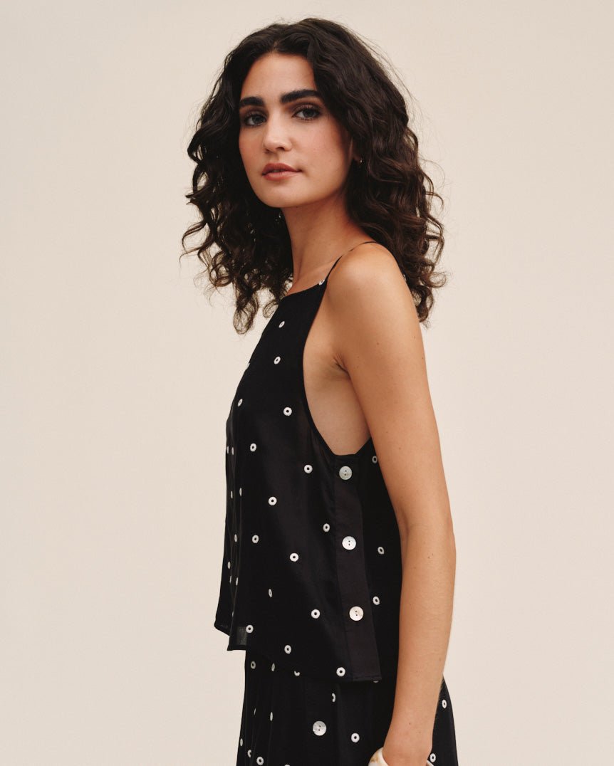 Bella DahlSide Button Tank - Cabana DotTops