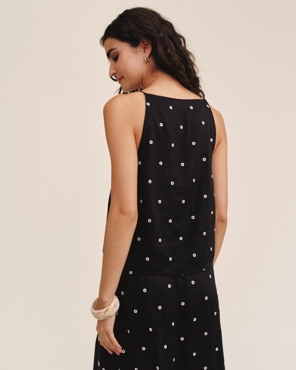 Bella DahlSide Button Tank - Cabana DotTops