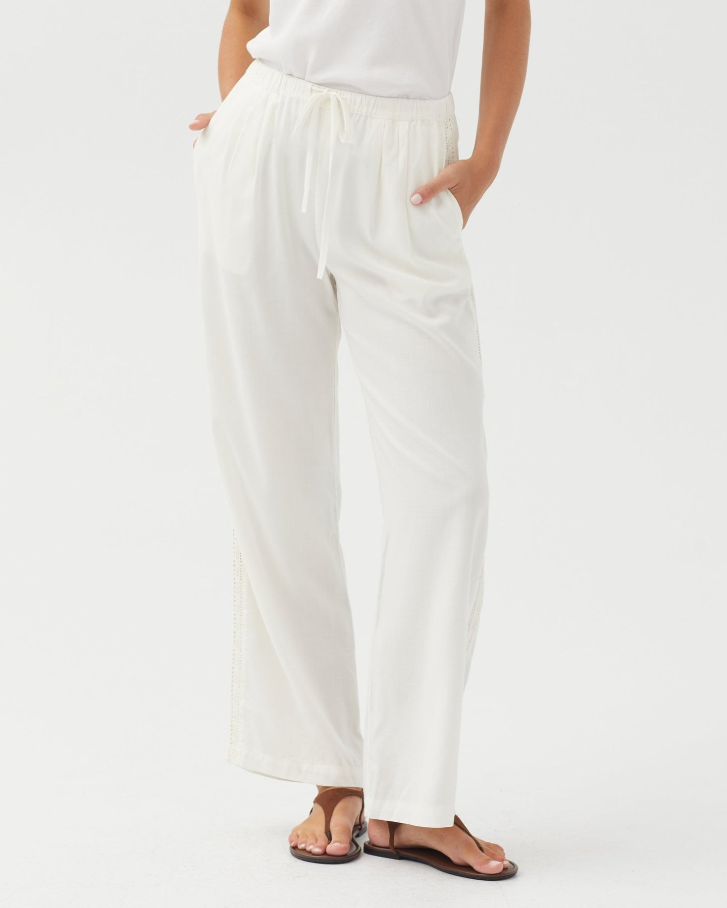 Bella DahlSide Seam Trim Pant - IvoryPants
