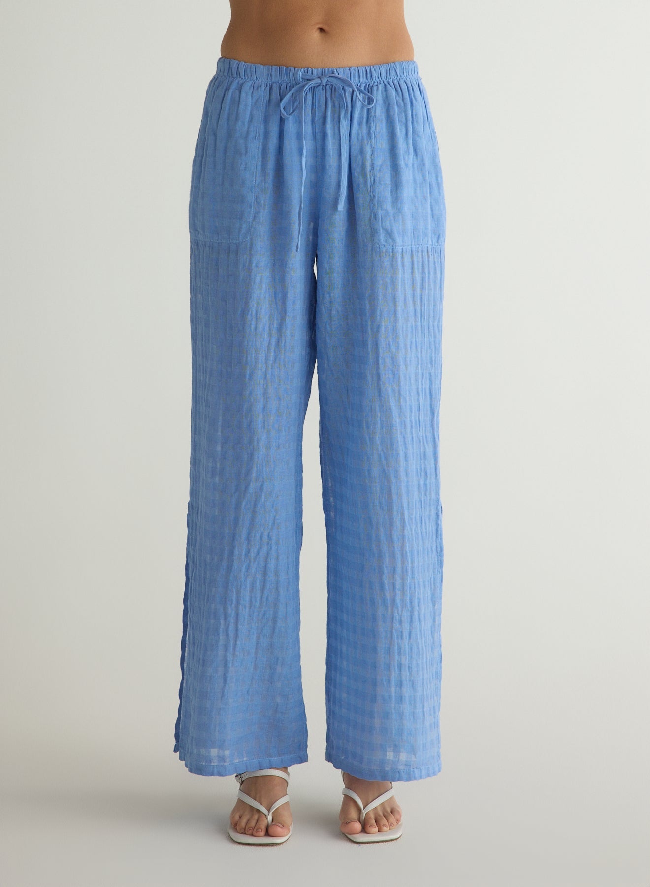 Side Slit Beach Pant - Riviera Blue - Bella Dahl