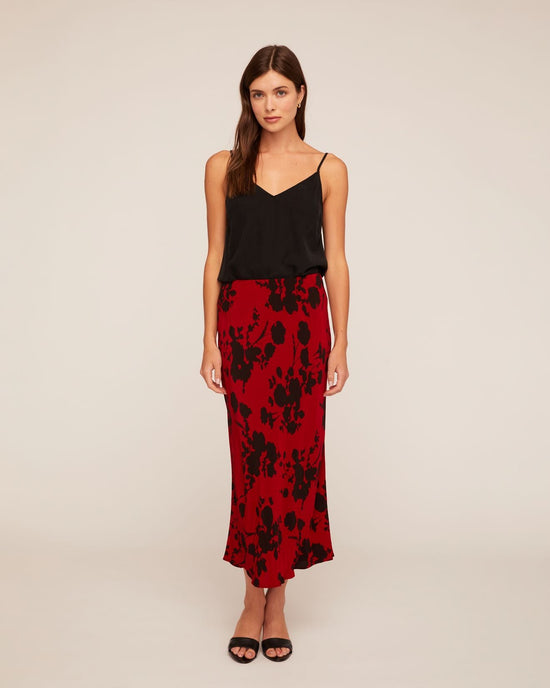 Bella Dahl Side Slit Bias Maxi Skirt - Bordeaux Floral