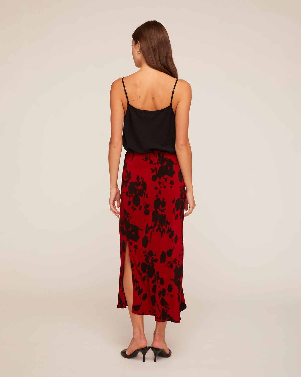 Bella DahlSide Slit Bias Maxi Skirt - Bordeaux FloralSkirts