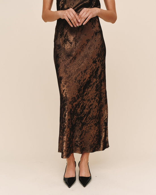 Bella Dahl Side Slit Bias Maxi Skirt - Bronze Shimmer View 2