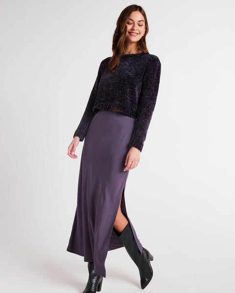 Satin Side Slit Maxi Skirt in Galaxy Smoke - Bella Dahl