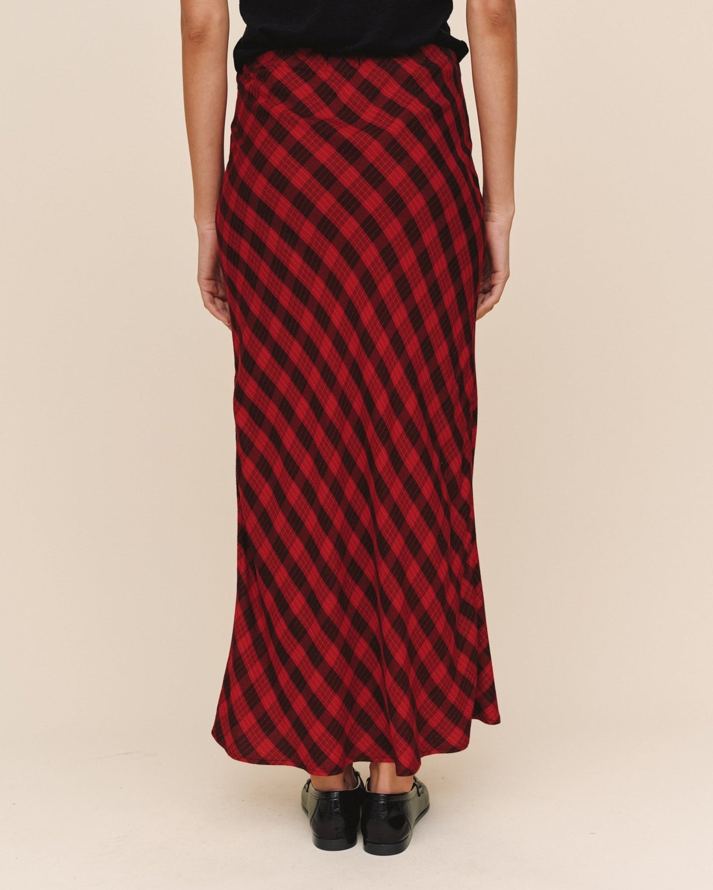 Bella DahlSide Slit Bias Maxi Skirt - Red & Black CheckSkirts