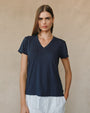 Bella DahlSide Slit V Neck Tee - Endless SeaTops