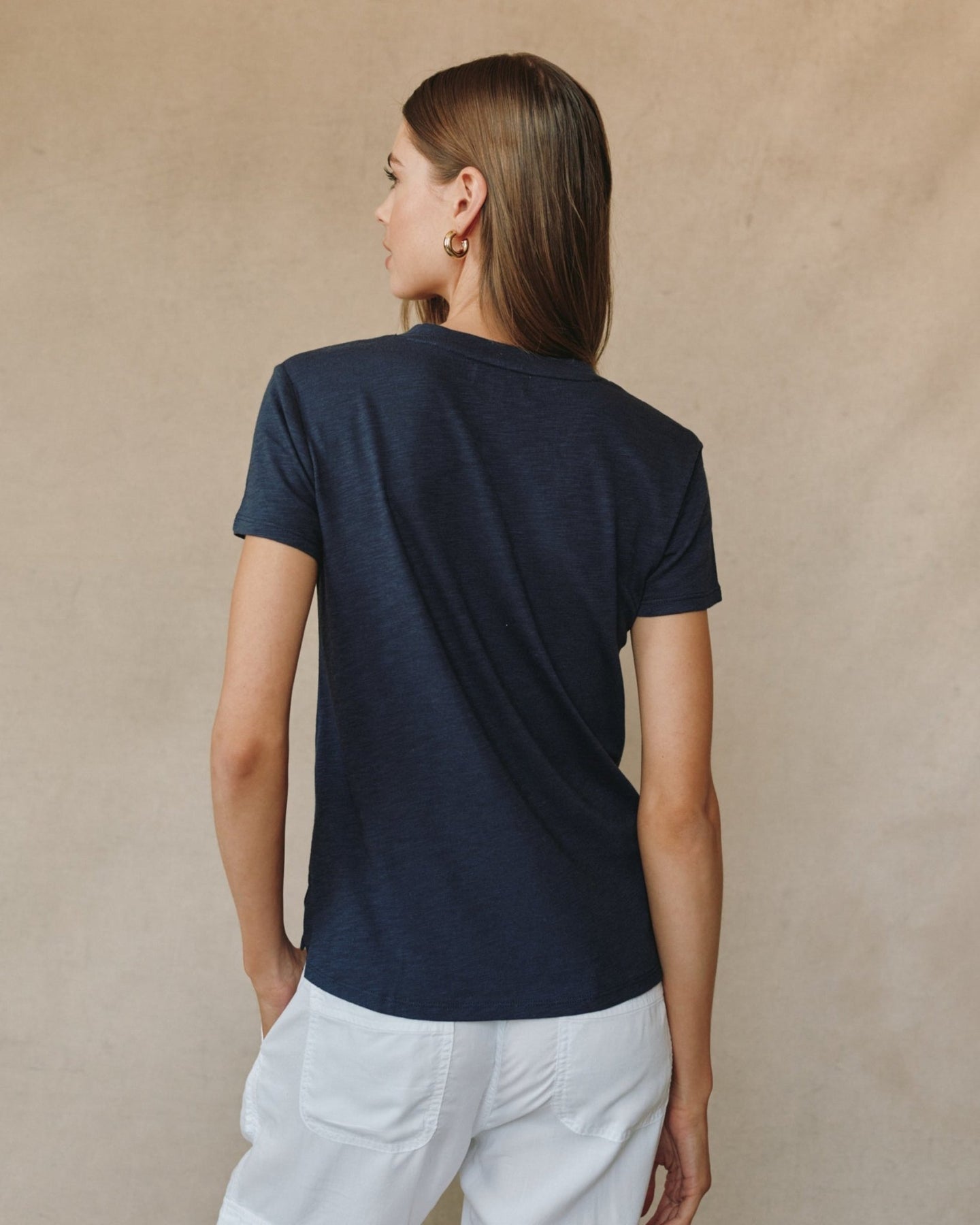 Bella DahlSide Slit V Neck Tee - Endless SeaTops