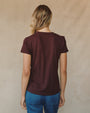 Bella DahlSide Slit V Neck Tee - Pinot NoirTops