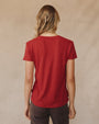 Bella DahlSide Slit V Neck Tee - Ruby RedTops