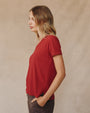 Bella DahlSide Slit V Neck Tee - Ruby RedTops