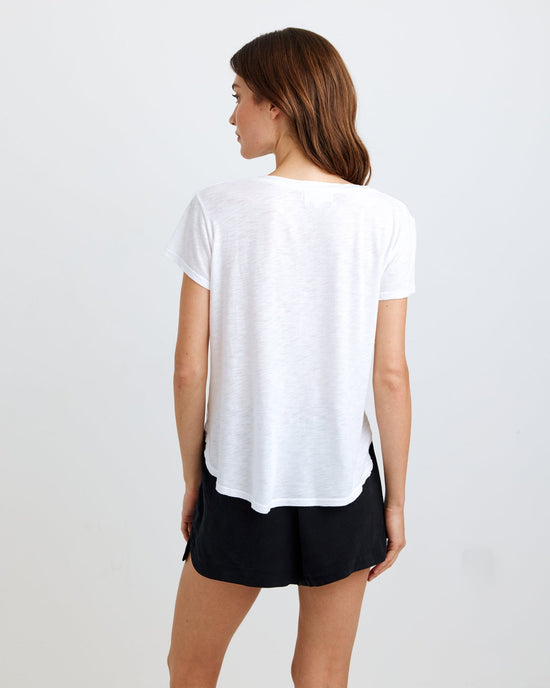 Bella Dahl Side Slit V-Neck Tee - White View 2